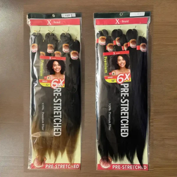 1000018334 X-Pression Premium Pre-Stretched Braiding Hair 52” – 6X Pack