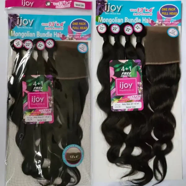 Mongolian body wave bundle hair 13x4 Lace frontal