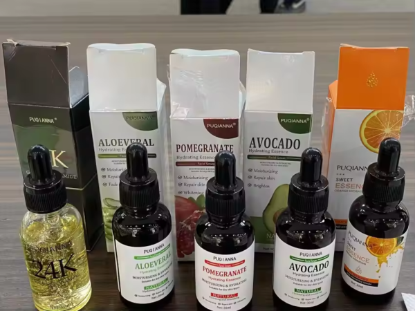 PUQIANNA Hydrating Facial Serum Collection – 24K Gold, Orange, Aloe Vera, Avocado & Pomegranate